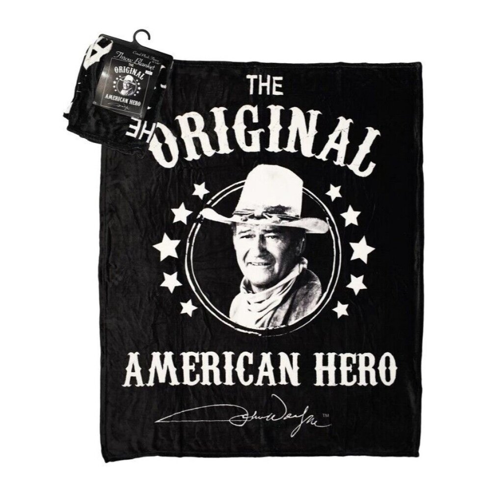 New American Hero John Wayne Plush Gift Throw Blanket The Original Western Movie